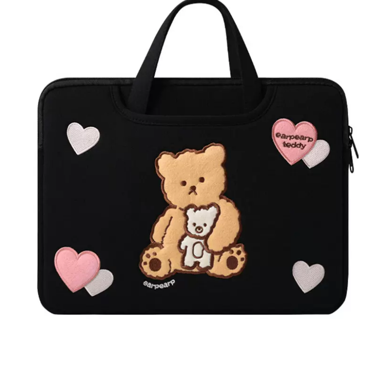 Image of Laptop Bag Protable Cute Kawaii Cartoon Embroidery Thickened Handbag, A / 14/15inch