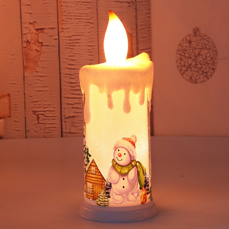 Image of Santa Claus & Snowman Simulation Flame Christmas Candle Night Light, Snowman A