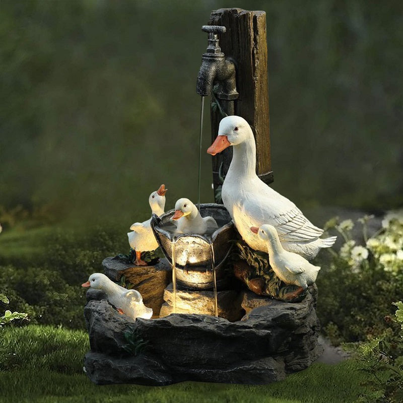 Image of Solar LED Garden Squirrel Duck Resin Statue Animal Figurine Garden Ornaments, Duck
