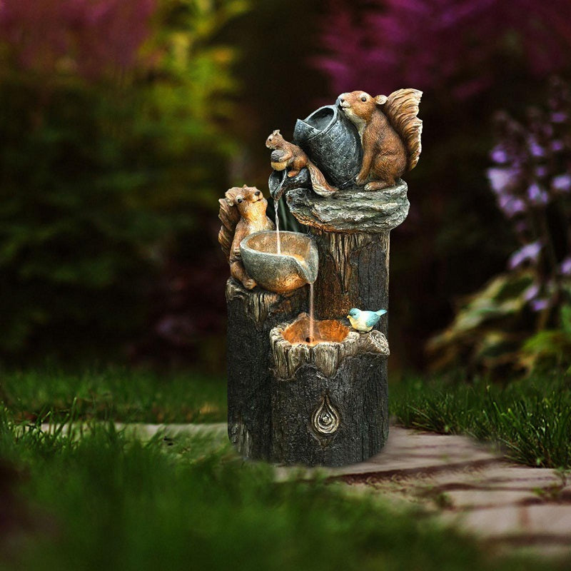 Image of Solar LED Garden Squirrel Duck Resin Statue Animal Figurine Garden Ornaments, Squirrel