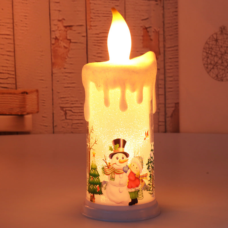 Image of Santa Claus & Snowman Simulation Flame Christmas Candle Night Light, Snowman B