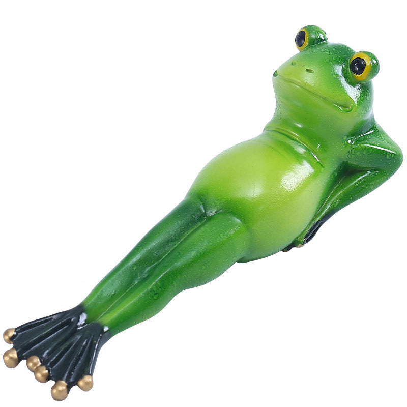 Image of Green Yoga Frog Miniature Figurines Garden Decor Craft Ornaments, B