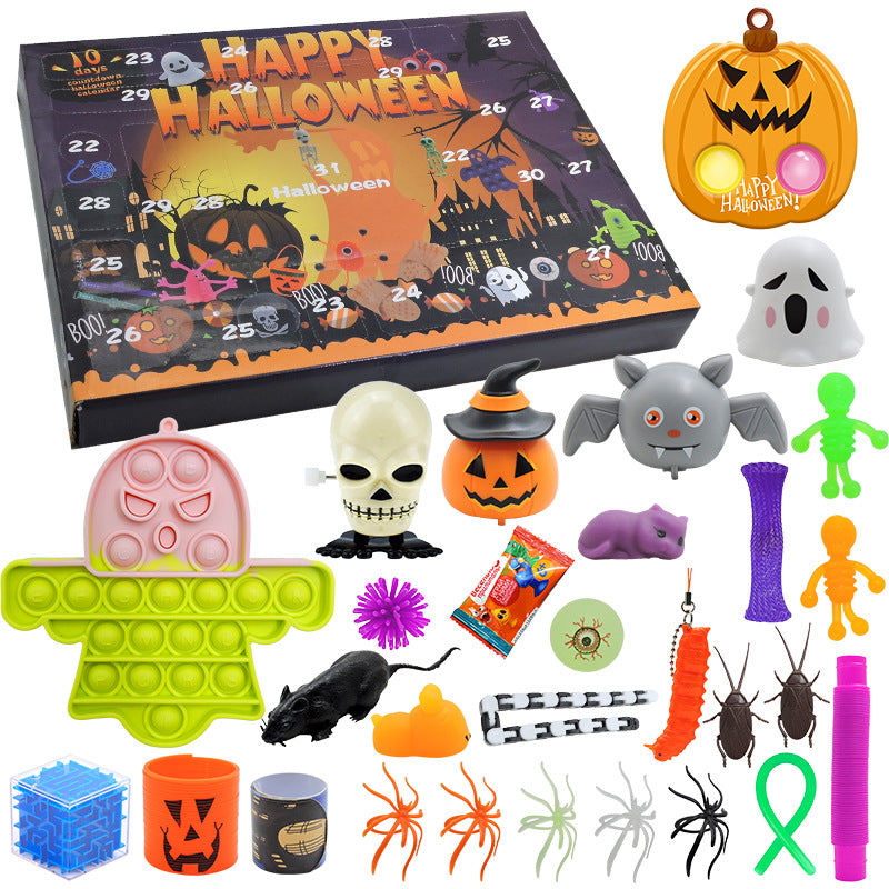 Image of Halloween Decompression Toy Set Countdown Calendar Blind Box Funny Toys, B