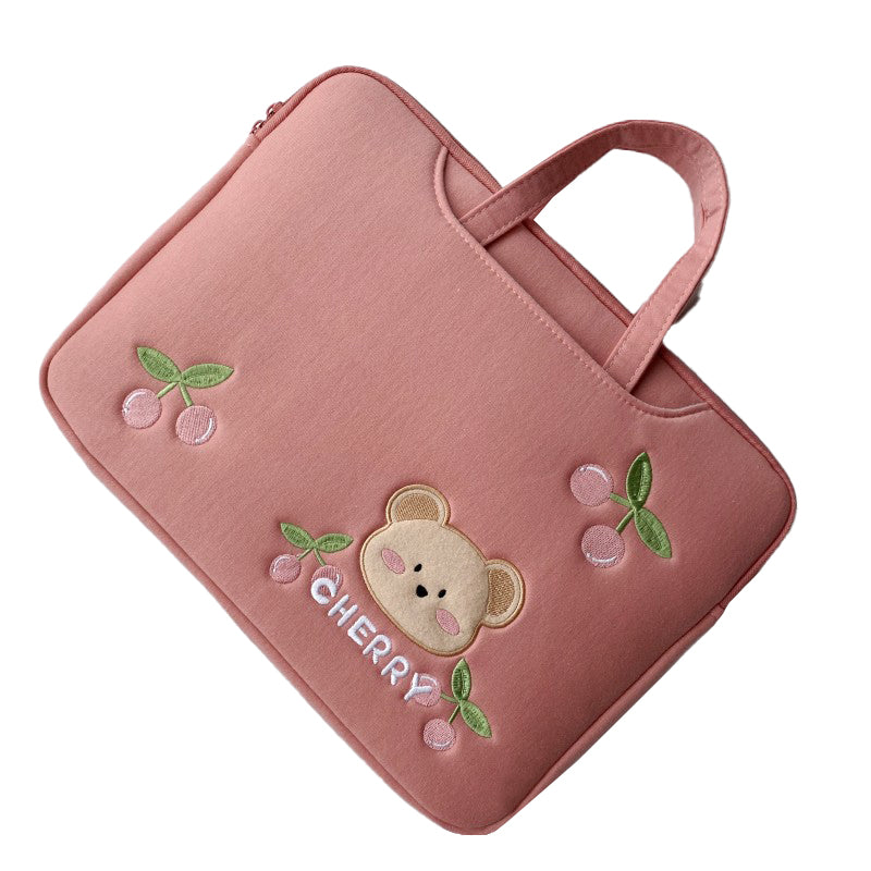 Image of Laptop Bag Protable Cute Kawaii Cartoon Embroidery Thickened Handbag, B / 14/15inch