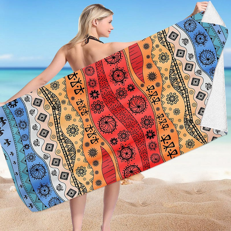 

Summer Boho Beach Towel 70x150cm Women Men Microfiber Quick Dry Bath Towels Printed Vacation Swimming Beach Cover - STJ044-12