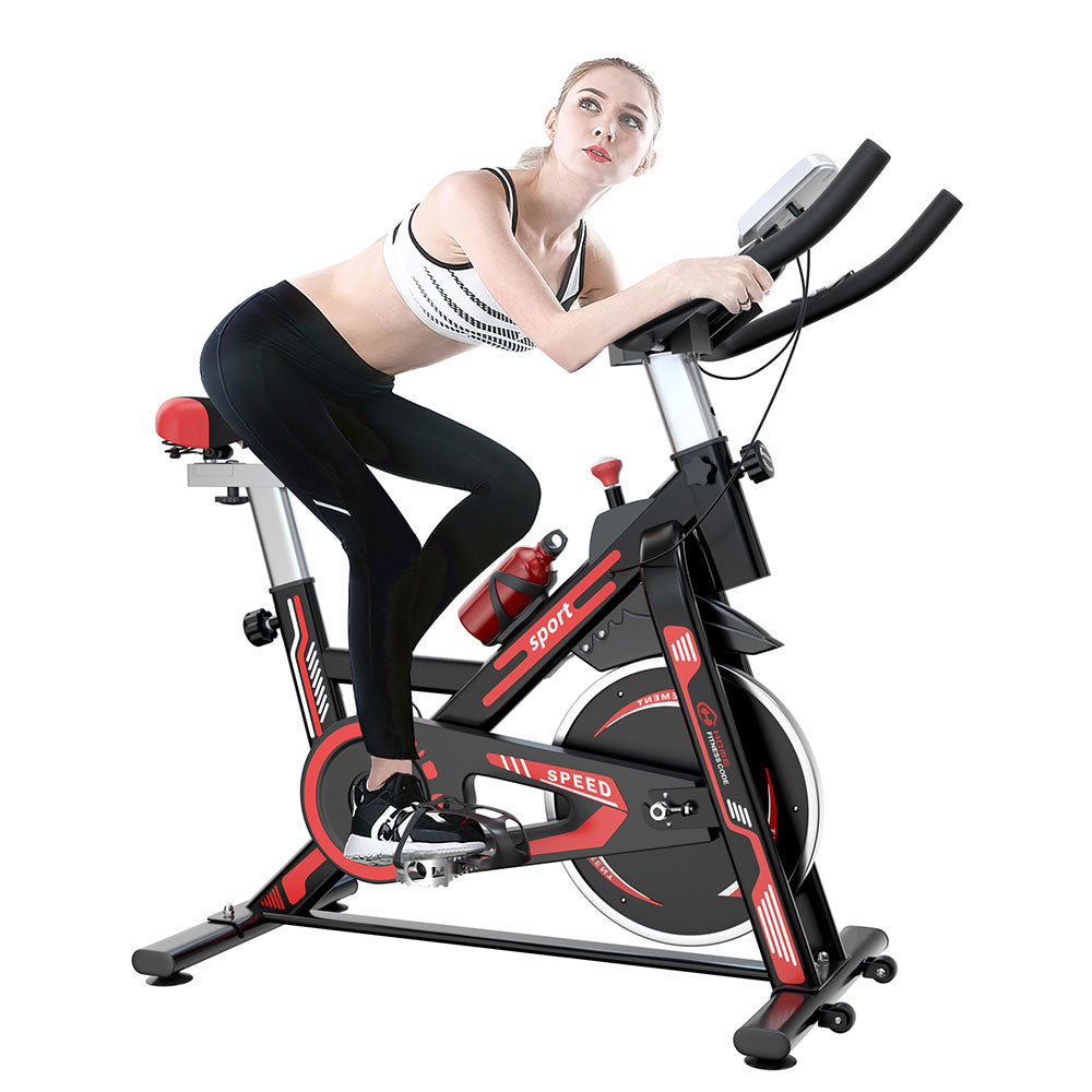 Image of Exercise Bike Indoor Cycling Stationary Bike with LCD Display & Adjustable Resistance