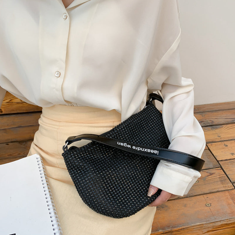 Image of Women Luxury Sequined Rhinestones Letter Purse Handbags Glitter Shoulder Bag, Type 1 / Black