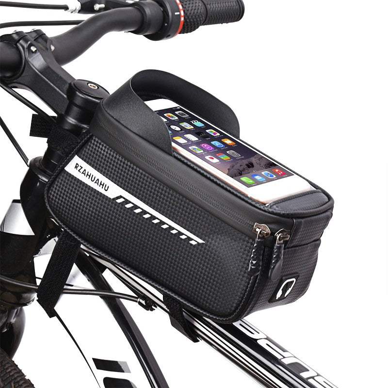 Image of Bike Waterproof Phone Front Frame Bag Fit 6.5" Mountain Bike, Black