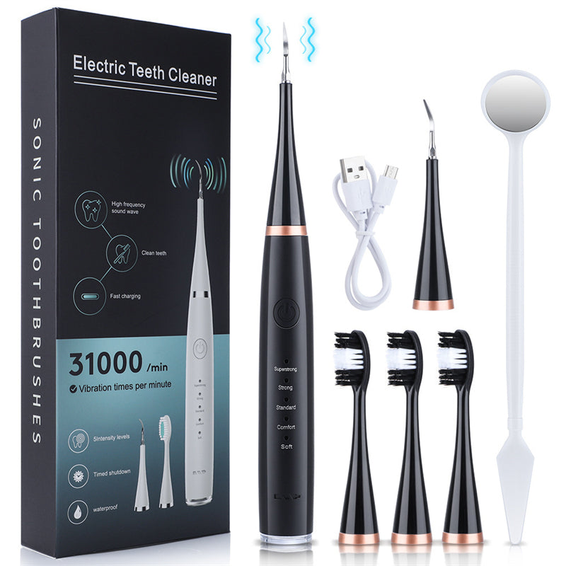 Image of 6-in-1 Portable Electric Toothbrush Set Removal of Dental Calculus, Black