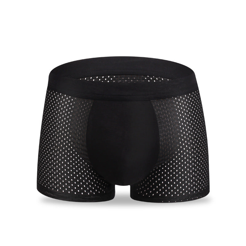 Image of 3 Pack Men's Boxer Briefs Ice Silk Mesh Breathable Underwear, Black / XL