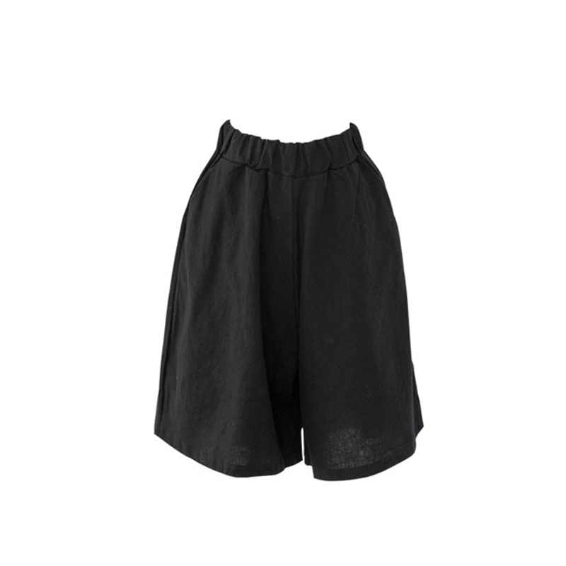 Image of Lady Big Size Summer Shorts Women Wide Leg Trousers Elastic Waist Short Pants, Black / M