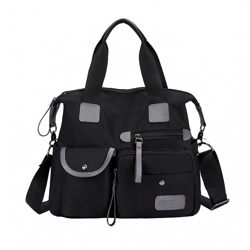Image of Nylon Fashion Multi Pocket Mummy Diaper One-shoulder Bag, Black