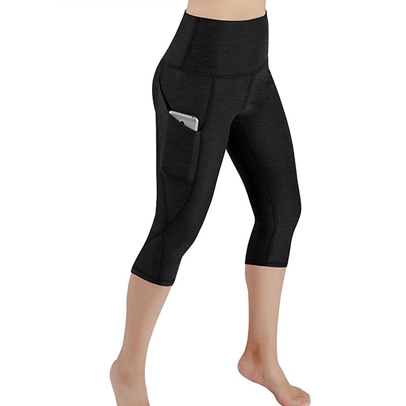 Image of Womens Tummy Control High Waist Yoga Pants with Pockets, Black / L