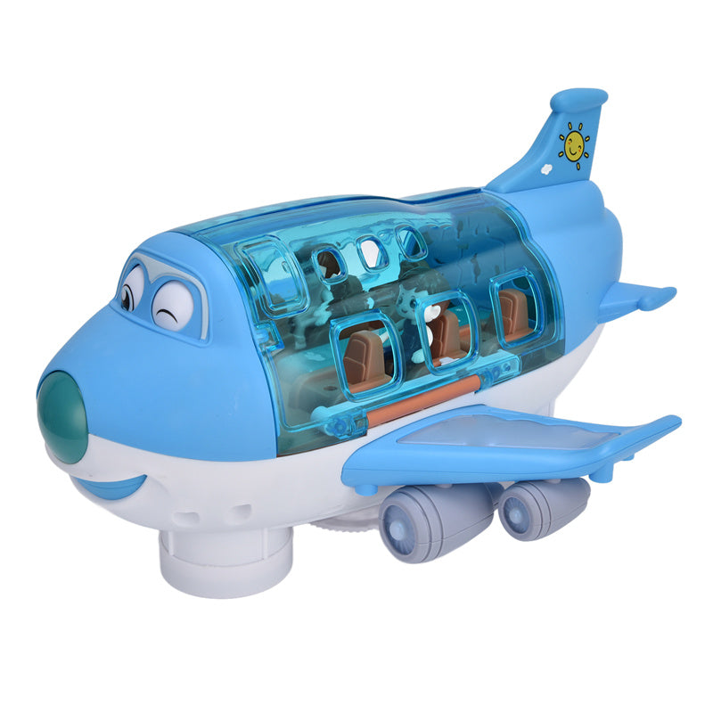 Image of Electric Airbus Simulation Model 360 Rotating Music Light Children's Toy Plane, Blue