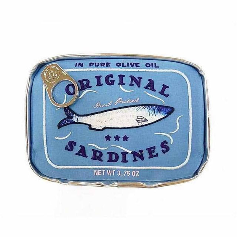 Image of Novelty Retro Canned Sardines Style Portable Cosmetic Bag, Blue