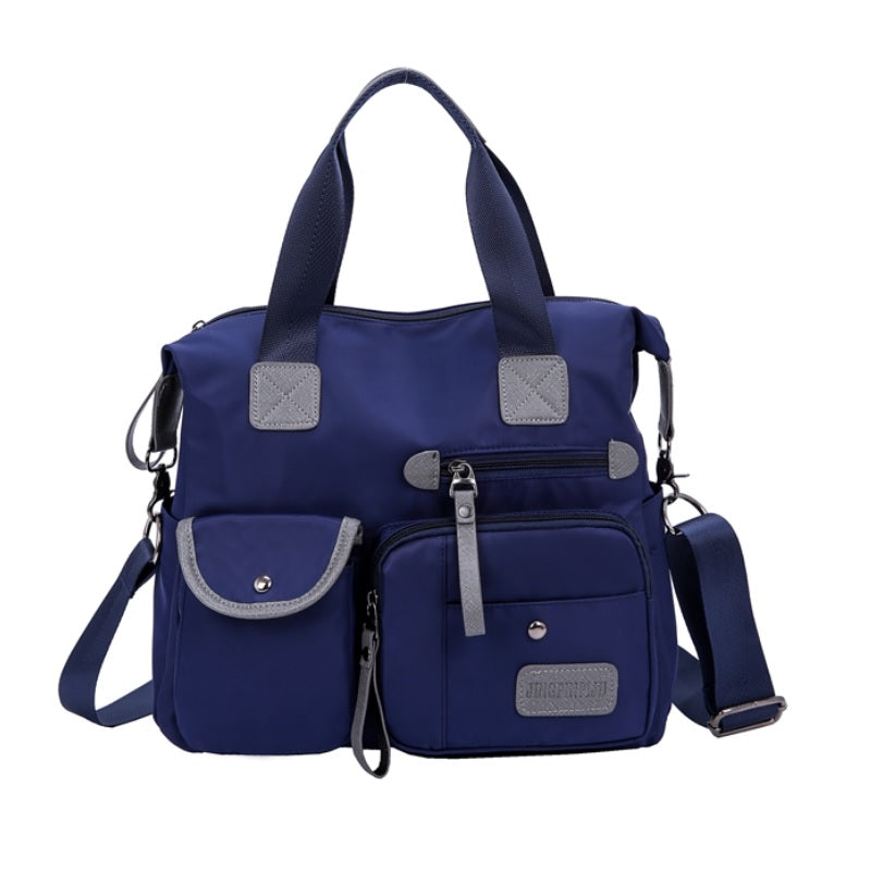Image of Nylon Fashion Multi Pocket Mummy Diaper One-shoulder Bag, Blue
