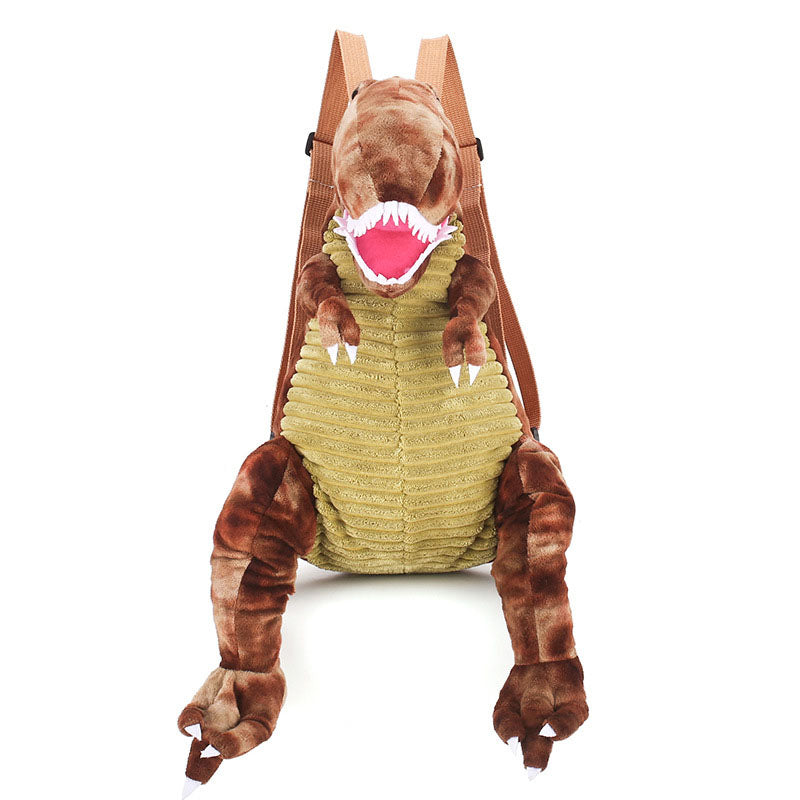 Image of 3D Dinosaur Soft Plush Backpack Children Backpack Creative Gifts, Brown T-Rex