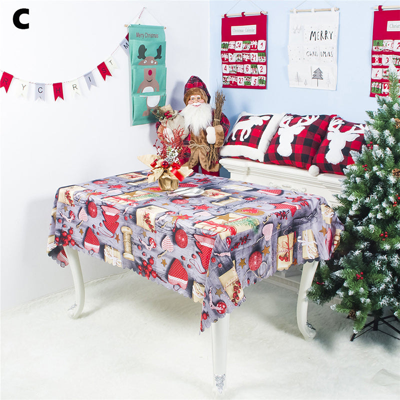 Image of Rectangular Christmas Printed Tablecloth New Year Decoration 150x180CM, Type C