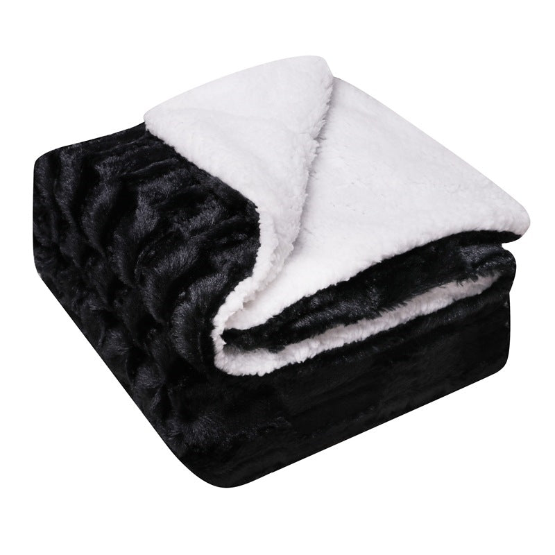 Image of Thickened Double Layer Lamb Wool Blanket Faux Fur Plush Tie-dye Blanket, C