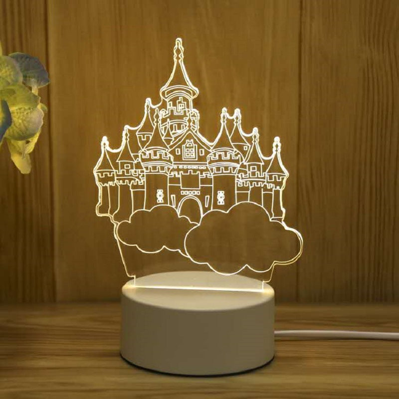 Image of Creative Cute Cartoon USB 3D Night Light for Home Decoration, Castle in the Sky