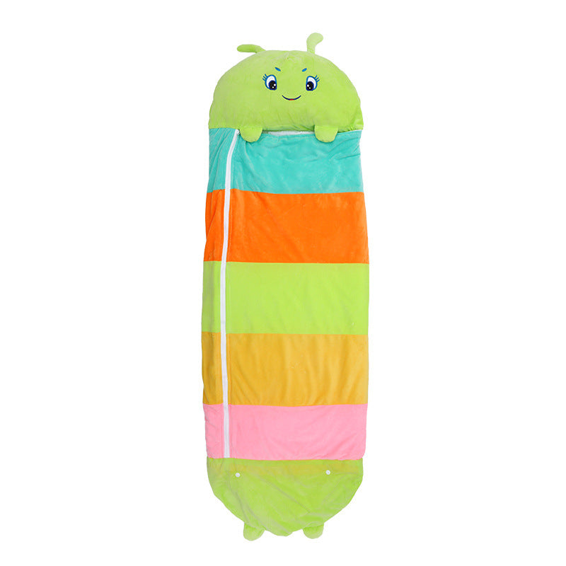 Image of Cartoon Animal Sleeping Bag with Pillow for Kids Boys Girls Sleepovers Camping, Caterpillar / 135*50cm