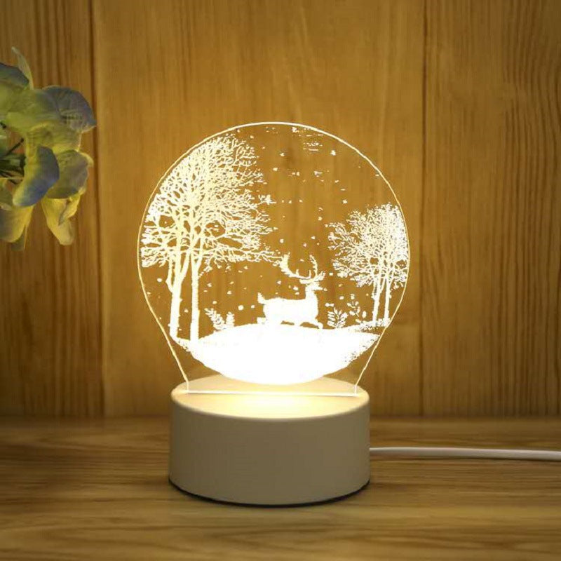 Image of Creative Cute Cartoon USB 3D Night Light for Home Decoration, Christmas Deer