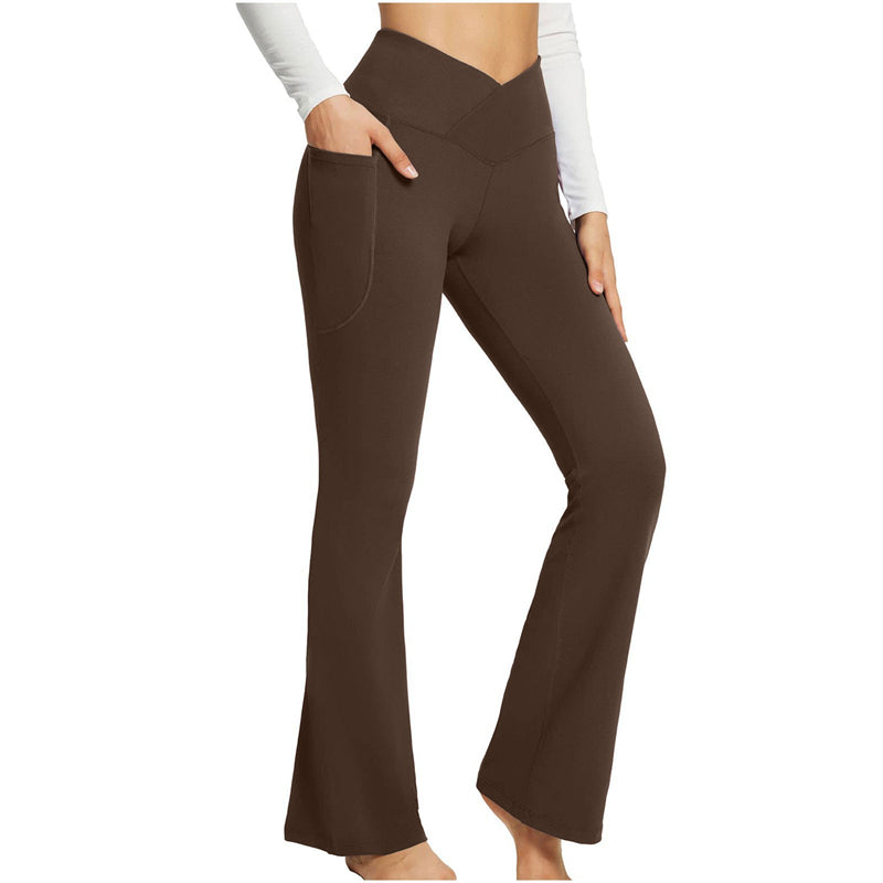 Image of Women's Long Yoga Pants High Waisted Flare Leggings Jazz Dress Pants, Coffee / 2XL