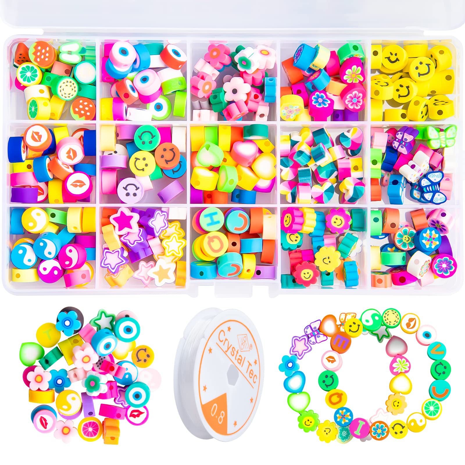 Image of Cute Clay Polymer Beads Kit Box For Bracelet Jewelry Making, D