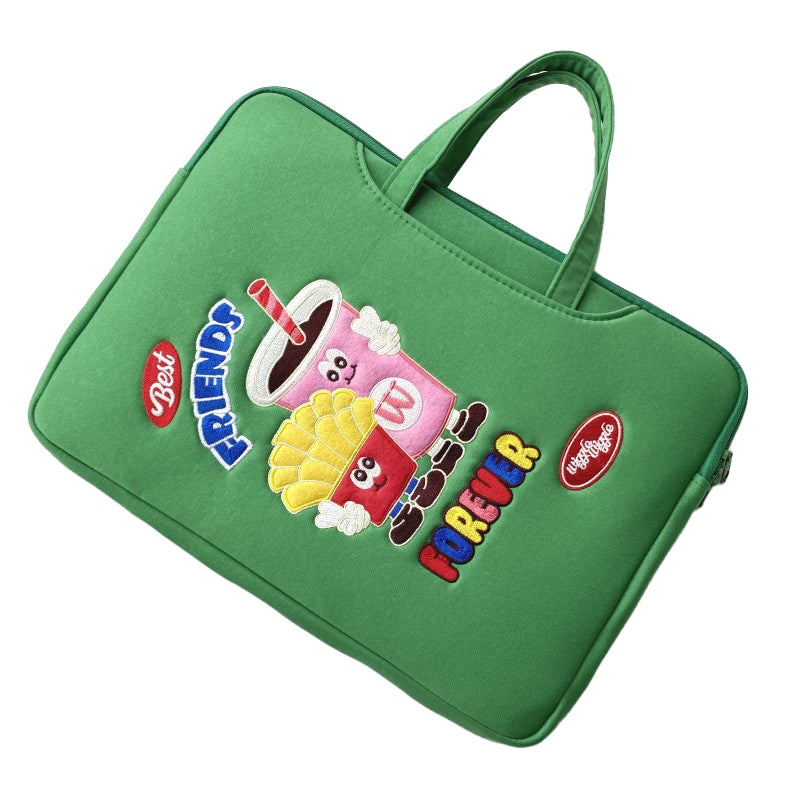 Image of Laptop Bag Protable Cute Kawaii Cartoon Embroidery Thickened Handbag, D / 16inch