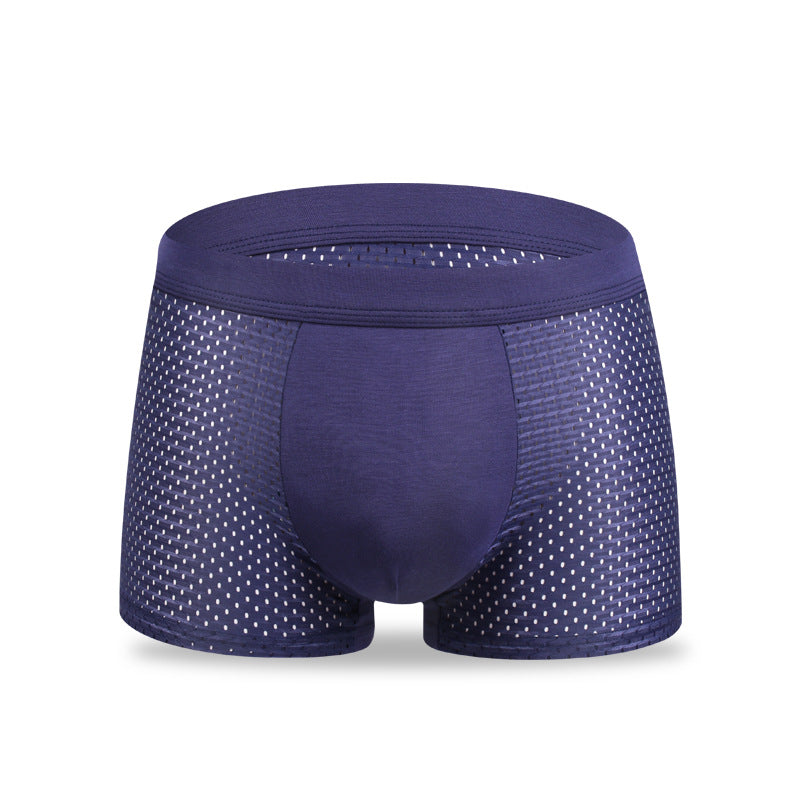 Image of 3 Pack Men's Boxer Briefs Ice Silk Mesh Breathable Underwear, Dark Blue / 2XL