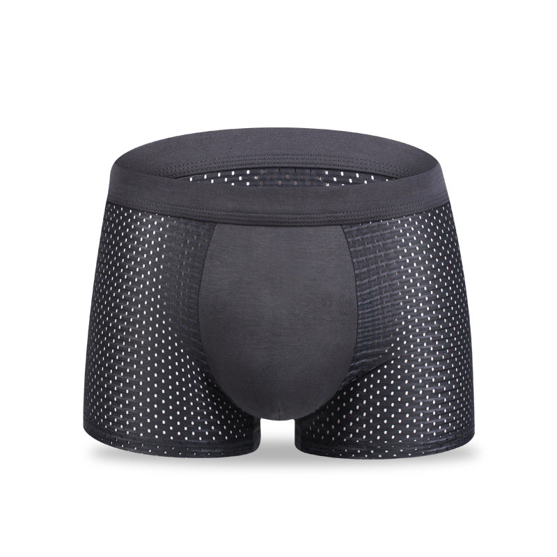Image of 3 Pack Men's Boxer Briefs Ice Silk Mesh Breathable Underwear, Dark Grey / L