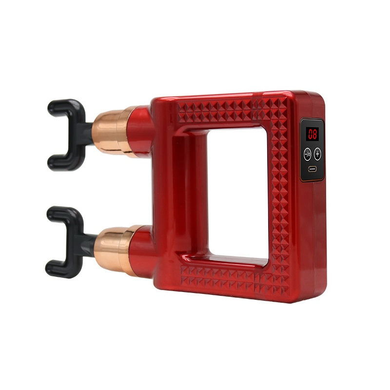 Image of Mini Double Head Fitness Muscle Deep Massage Fascia Gun, LCD / Red