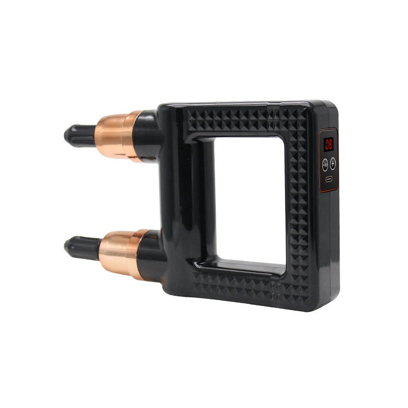Image of Mini Double Head Fitness Muscle Deep Massage Fascia Gun, LCD / Black