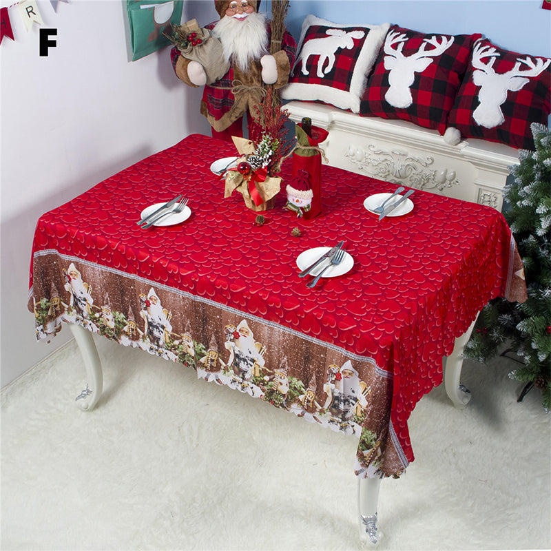 Image of Rectangular Christmas Printed Tablecloth New Year Decoration 150x180CM, Type F