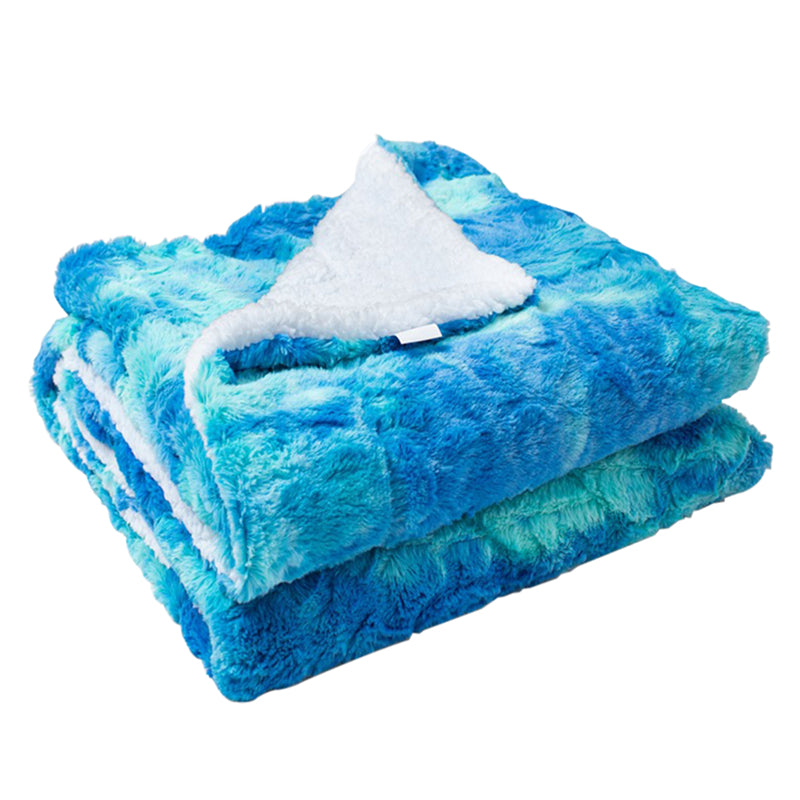 Image of Thickened Double Layer Lamb Wool Blanket Faux Fur Plush Tie-dye Blanket, G