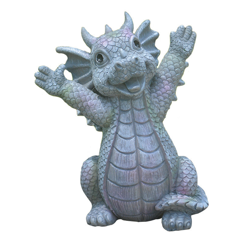 Image of Garden Resin Meditation Dragon Statue Home Figurine Decoration, A