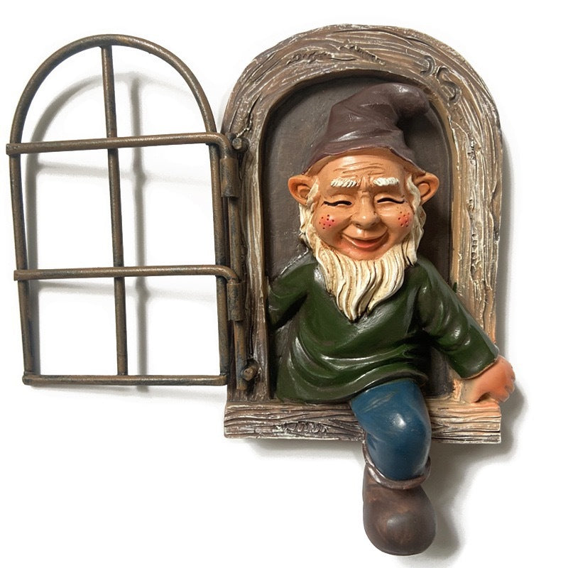 

Outdoor Garden Gnomes 3D Ornaments Funny Flip Window Dwarf Sculpture Resin Crafts Statues for Decoration Gift - Type 2