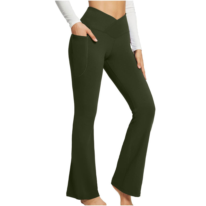 Image of Women's Long Yoga Pants High Waisted Flare Leggings Jazz Dress Pants, Green / 2XL