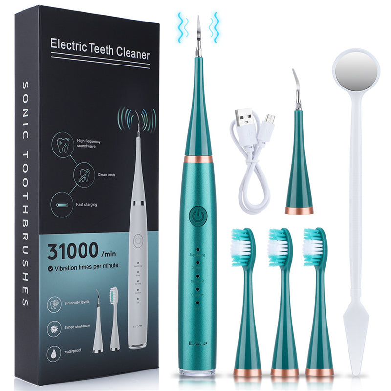 Image of 6-in-1 Portable Electric Toothbrush Set Removal of Dental Calculus, Green