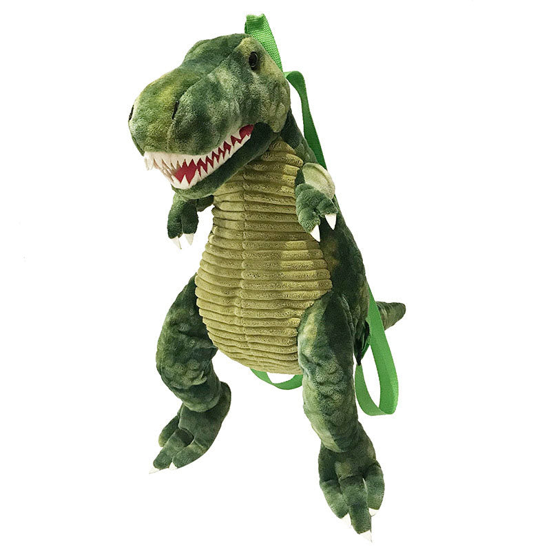 Image of 3D Dinosaur Soft Plush Backpack Children Backpack Creative Gifts, Green T-Rex
