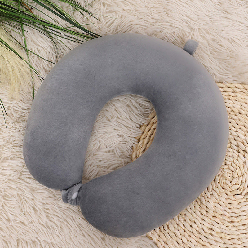Image of Head Neck Support Attachable Snap Strap U Shape Pillow, grey