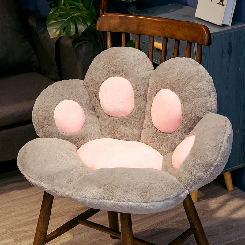 Image of Lazy Sofa Plush Chair Cushion Cute Cat Paw Cozy Warm Seat Pillow, S / Grey