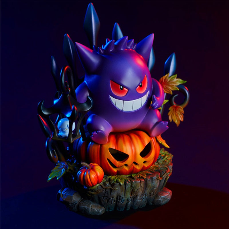 

Halloween Gengar Resin Handicraft Ornament Home Garden 3D Personalized Gengar Pumpkin Statue Party Decorations - Glow