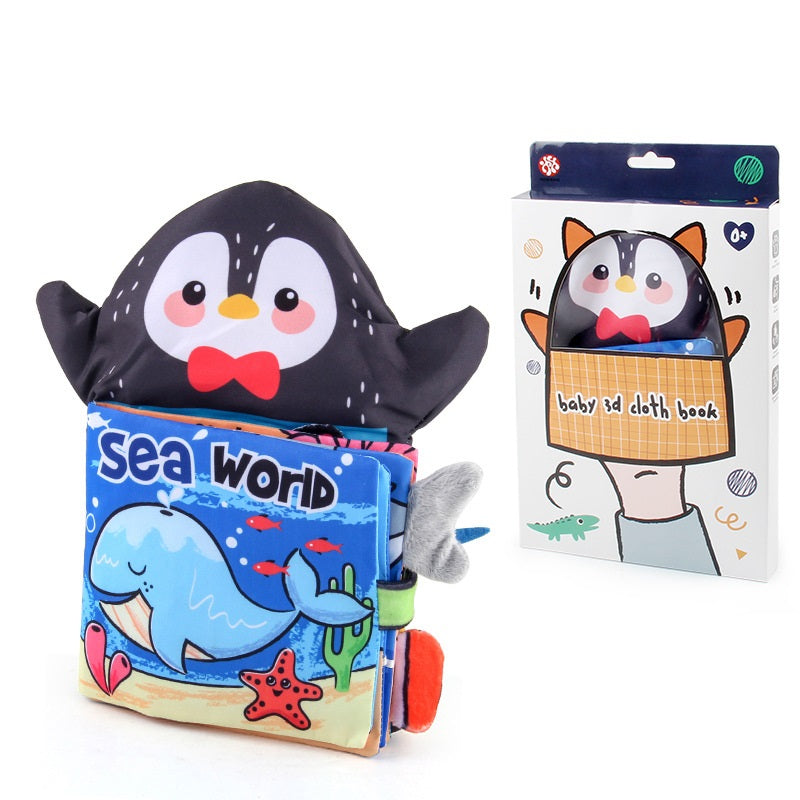 Image of 2-in-1 Baby Hand Puppet Cloth Book Early Education Toy, Penguin