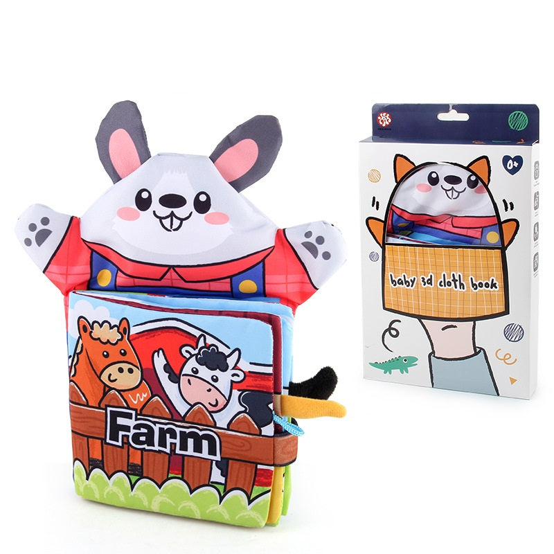 Image of 2-in-1 Baby Hand Puppet Cloth Book Early Education Toy, Rabbit