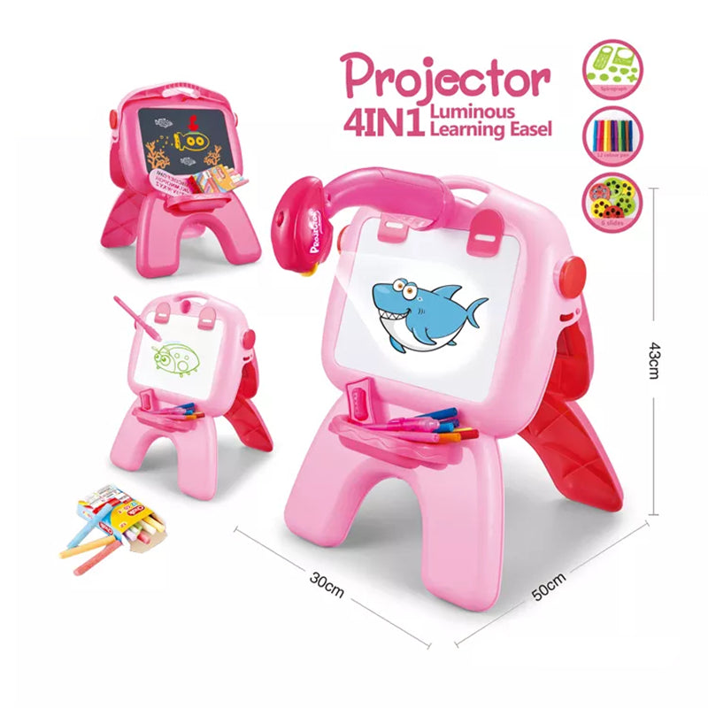 

Mini Projection Luminous Learning Drawing Board Educational Table Projector Learning Drawing Toys Kids - Pink