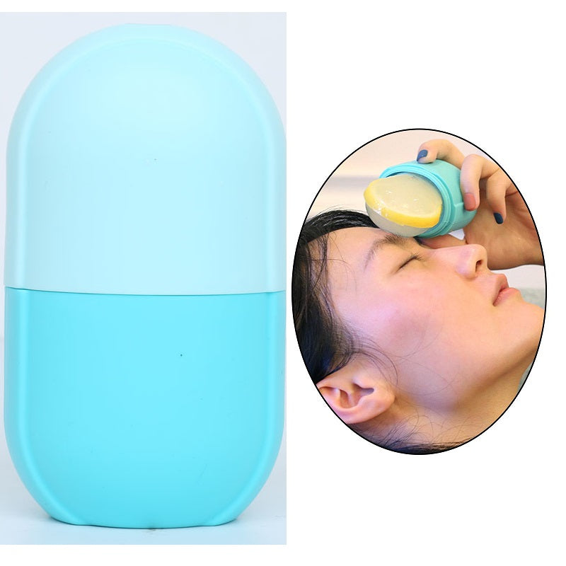 Image of Silicone Cooling Ice Massage Cups Cold Face Massager Roller Tool, Blue
