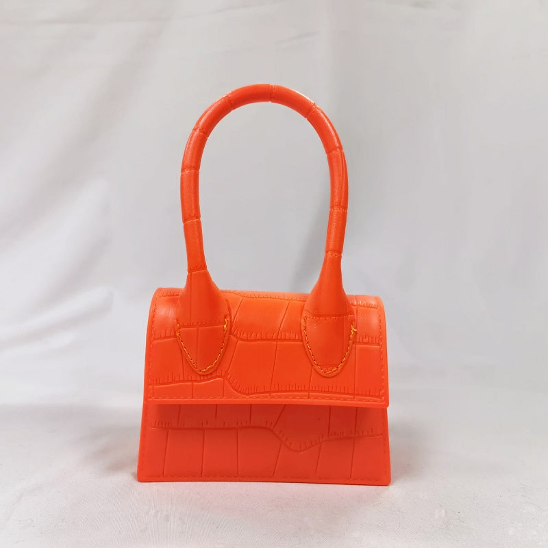 Image of Womens Stone Pattern Mini Messenger Crossbody Chain Bag, Orange