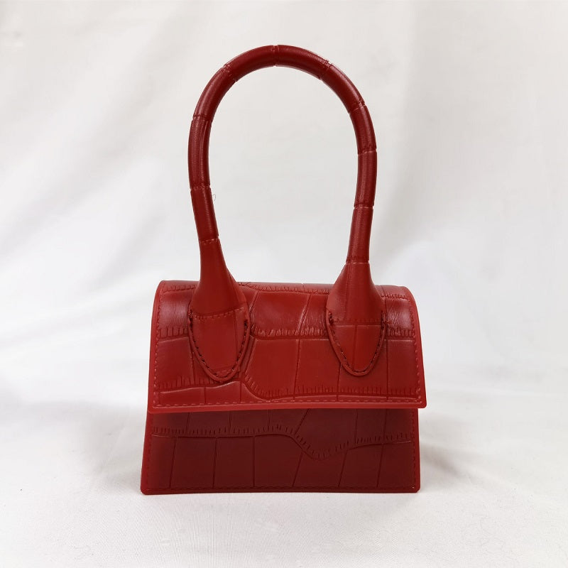 Image of Womens Stone Pattern Mini Messenger Crossbody Chain Bag, Wine Red