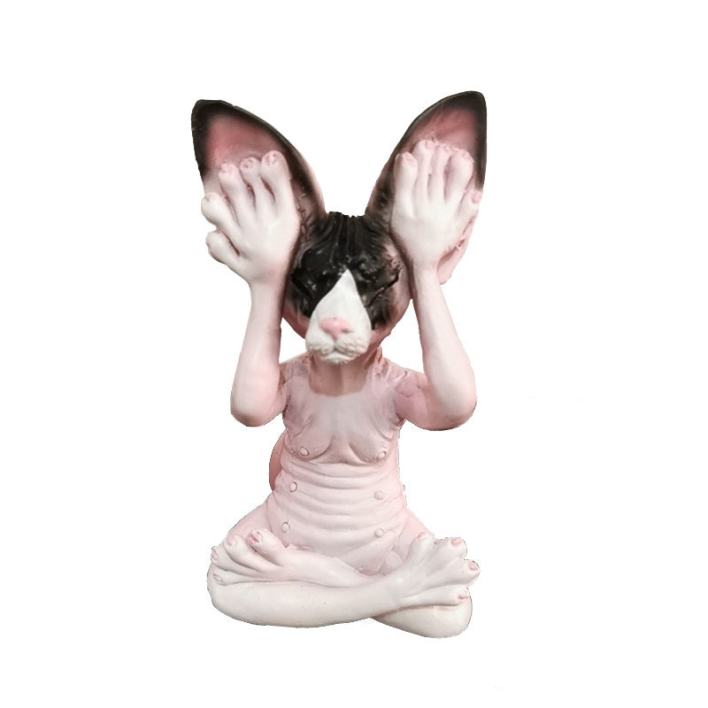 Image of Creative Meditating Resin Yoga Pose Cat Ornament Sculpture Decoration, Type 1